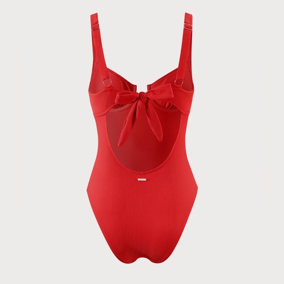 Berlook Contrast Trim Knotted One-Piece Swimsuit - Picture 5 of 8
